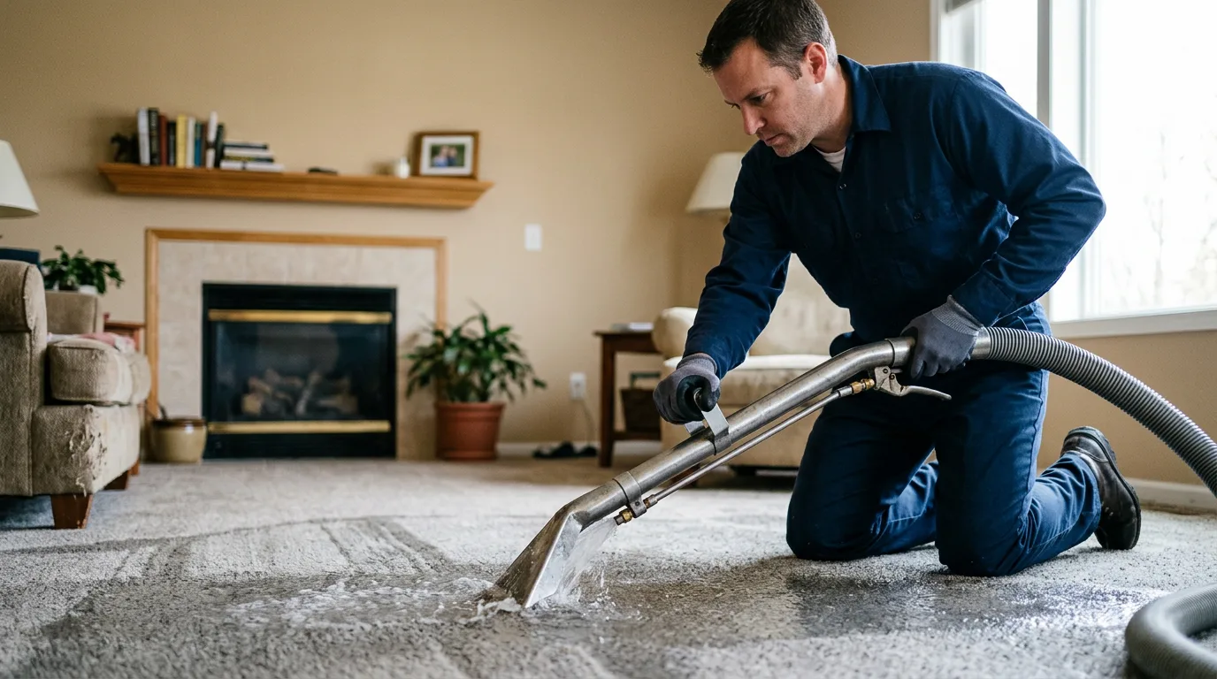 Water damage restoration technician working near Rosholt, WI